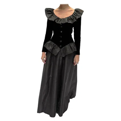 Pre-owned Givenchy 1980s  Couture Velvet Gown In Black