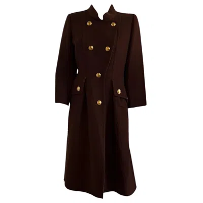 Pre-owned Givenchy 1980s  Couture Wool Overcoat In Black