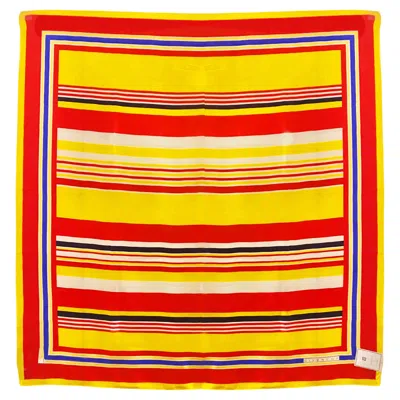Pre-owned Givenchy 1980s  Jacquard Silk Striped Multicolor Yellow Scarf