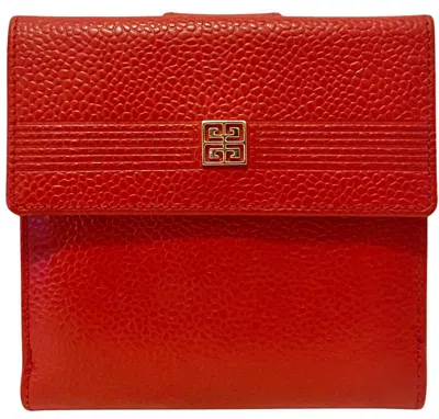 Pre-owned Givenchy 1980s  Red Madras Leather Compartment Wallet