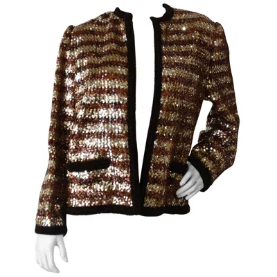 Pre-owned Givenchy 1980s  Sequin Stripe Jacket In Black