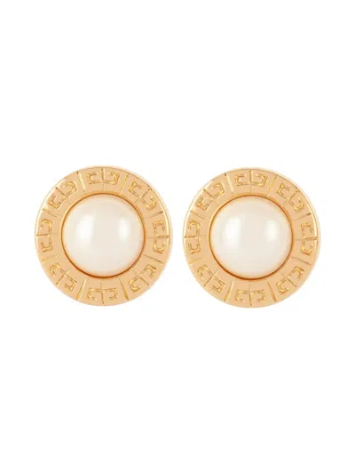 Pre-owned Givenchy 1980s Logo-engraved Earrings In Gold