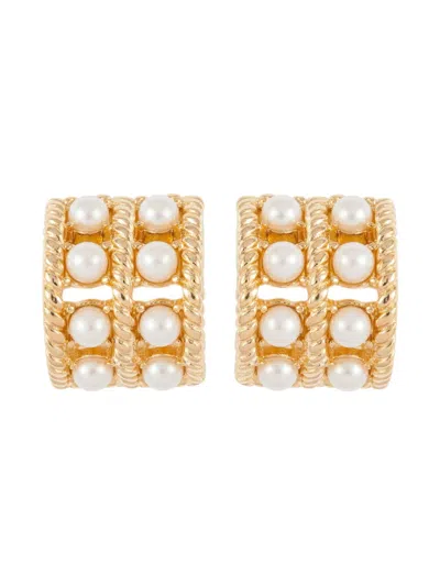 Pre-owned Givenchy 1980s Pearl Clip-on Earrings In Gold