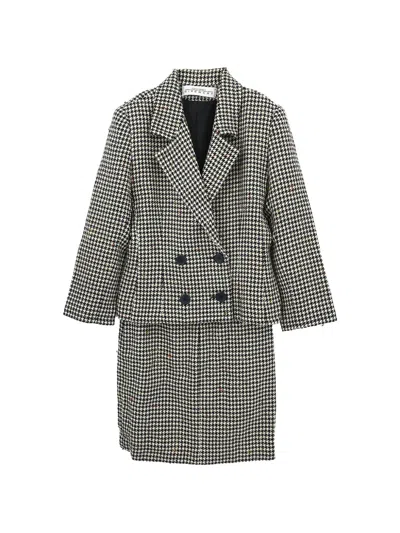 Pre-owned Givenchy 1990-2000s Houndstooth Skirt Suit In Black