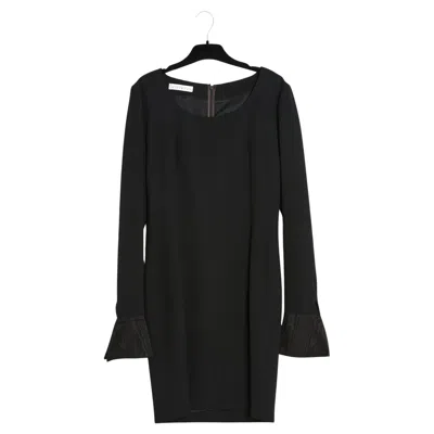 Pre-owned Givenchy 1990s Robe Fr38 Black Wool And Shot Silk Wrists Uk10 Us8