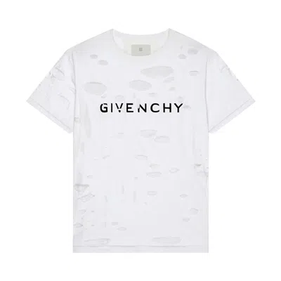 Pre-owned Givenchy 2 Layers Classic Fit Hole T-shirt 'white'