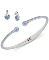 Givenchy 2-pc. Set Color Floating Stone & Crystal Cuff Bangle Bracelet & Matching Stud Earrings In Metallic