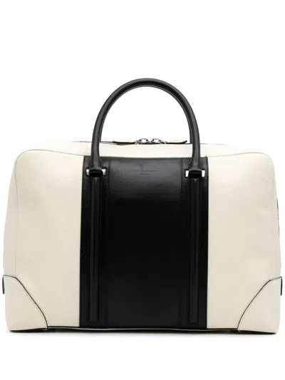 Pre-owned Givenchy 2000-2024 Bicolor Grained Calfskin Lucrezia Briefcase Business Bag