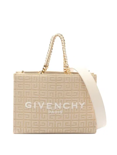 Pre-owned Givenchy 2000-2026 Small Canvas G Tote Shopping Bag Satchel In Neutrals
