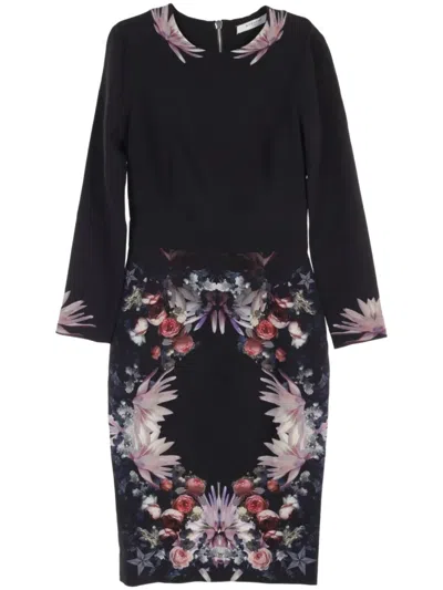 Pre-owned Givenchy 2000s Floral-print Dress In 蓝色