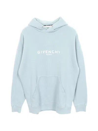 Pre-owned Givenchy 2000s Logo-printed Hoodie In Blue