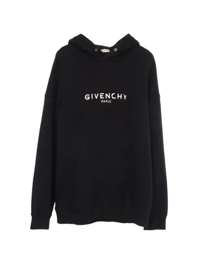 Pre-owned Givenchy 2000s Printed-logo Hoodie In Black