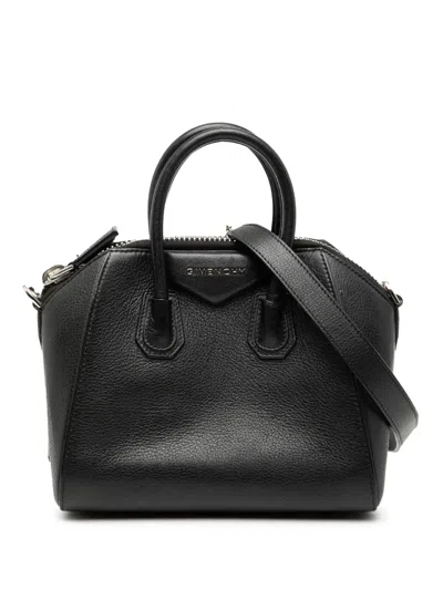 Pre-owned Givenchy 2010-2025 Mini Sugar Goatskin Antigona Satchel In Black