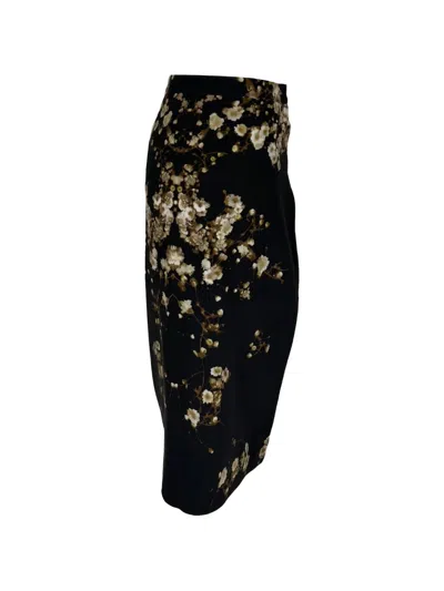 Pre-owned Givenchy 2010-2020s Floral-print Midi Skirt In Black