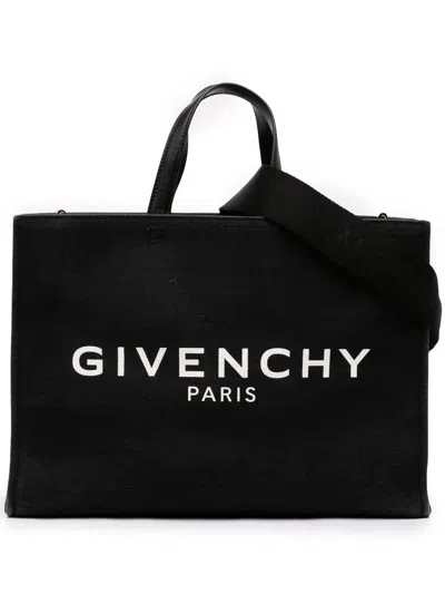 Pre-owned Givenchy 2010-2025 Medium Canvas G Tote Shopping Bag Satchel In Black