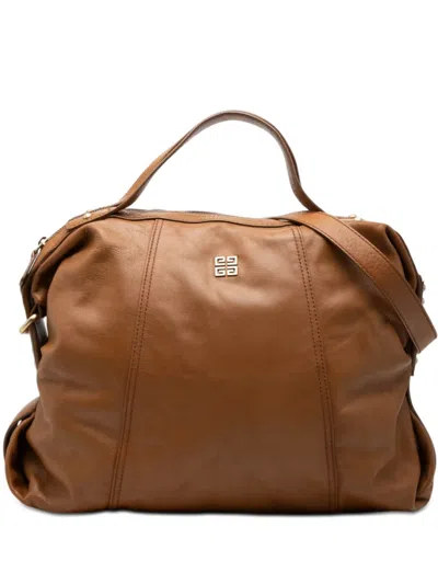 Pre-owned Givenchy 2010-2026 Leather 4g Logo Satchel In Brown