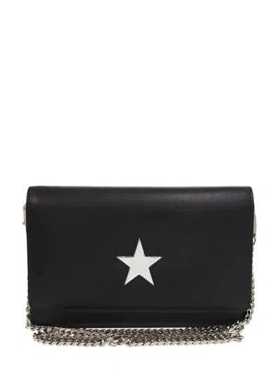 Pre-owned Givenchy 2010-2026 Leather Pandora Star Wallet On Chain Crossbody Bag In Black