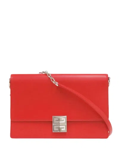 Pre-owned Givenchy 2010-2026 Medium Leather 4g Chain Crossbody Bag In Red