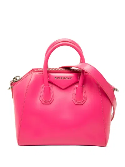 Pre-owned Givenchy 2010-2026 Mini Shiny Lord Calfskin Antigona Satchel In Pink
