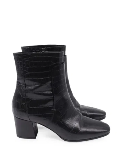 Pre-owned Givenchy 2010s Crocodile-embossed Ankle Boots In Black