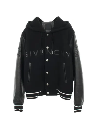 Pre-owned Givenchy 2010s Hooded Leather Jacket In Black