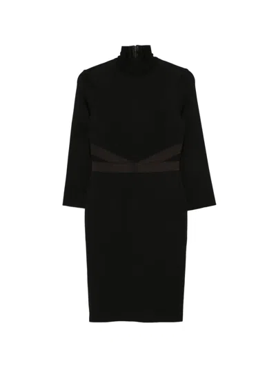 Pre-owned Givenchy 2010s Panelled High-neck Dress In Black