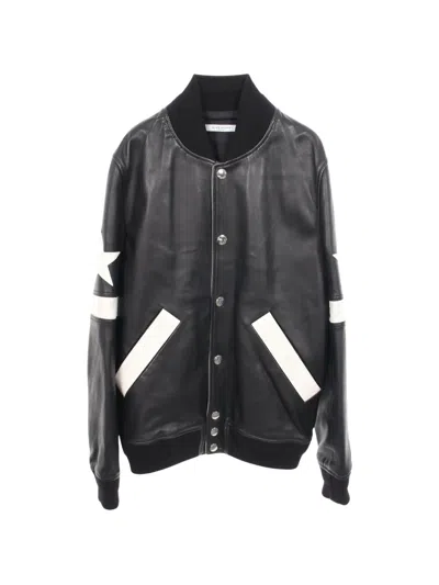 Pre-owned Givenchy 2010s Star-patch Leather Jacket In Black