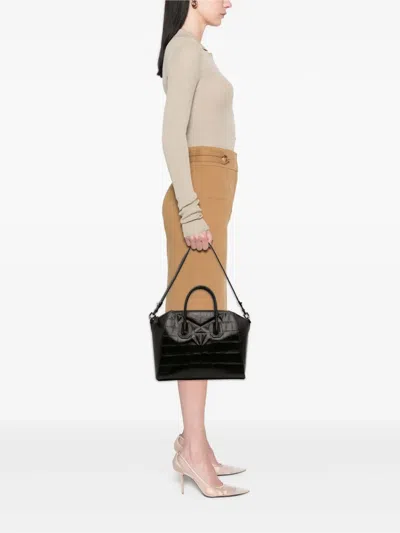 Pre-owned Givenchy 2013 Medium Croc Embossed Leather Antigona Satchel In Black