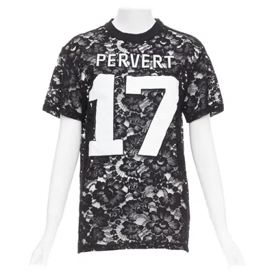 Pre-owned Givenchy 2013 Runway Tisci Black Pervert 17 Sheer Lace Jersey Tshirt Fr38 M