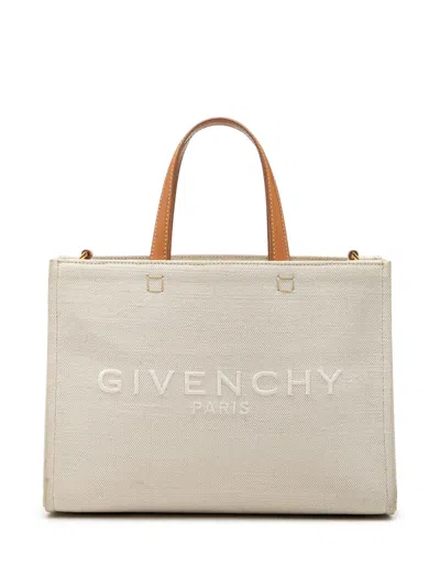 Pre-owned Givenchy 2013 Small Canvas G Tote Shopping Bag Satchel In Neutral