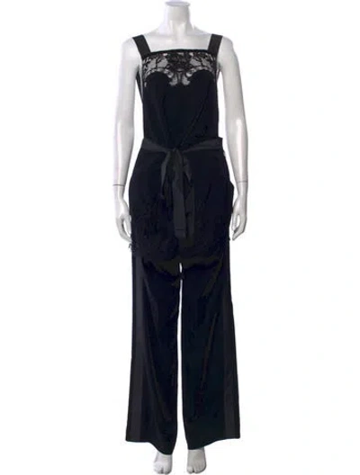 Pre-owned Givenchy 2016 Lace Pattern Jumpsuit In Black