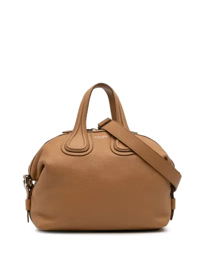 Pre-owned Givenchy 2017 Small Leather Nightingale Satchel In Brown