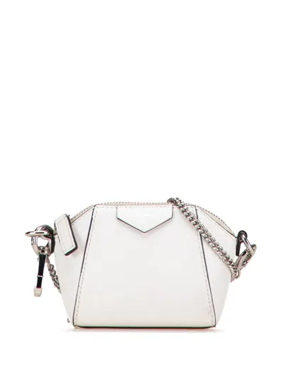 Pre-owned Givenchy 2020 Baby Lambskin Antigona Chain Crossbody Bag In White