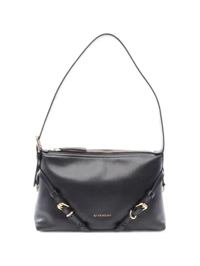 Pre-owned Givenchy 2020s Voyeur Mini Leather Shoulder Bag In Black