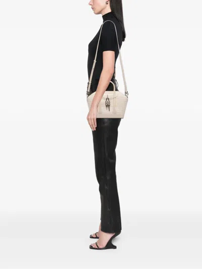 Pre-owned Givenchy 2021 Mini Calfskin 4g Antigona Lock Satchel In White