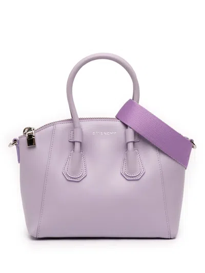 Pre-owned Givenchy 2021 Mini Calfskin Antigona Sport Satchel In Purple