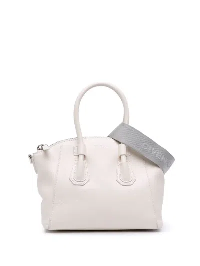Pre-owned Givenchy 2022 Mini Calfskin Antigona Sport Satchel In White