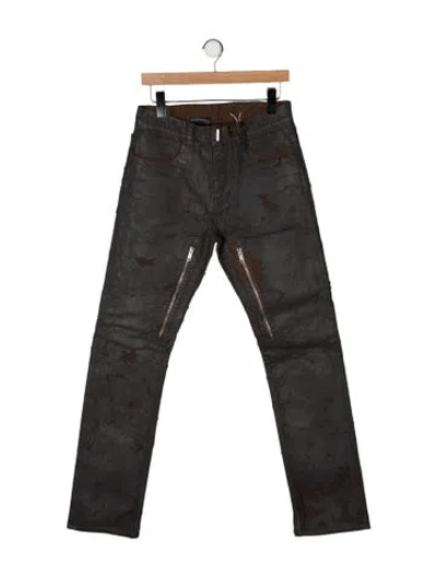 Pre-owned Givenchy 2022 Moto Jeans In Brown