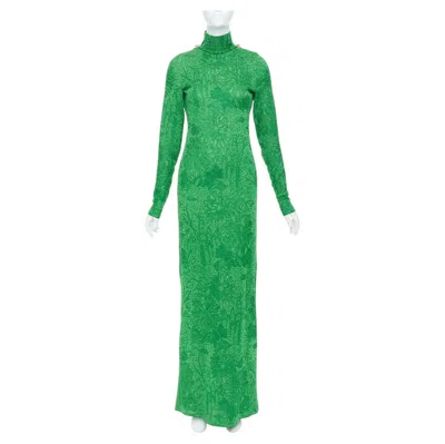 Pre-owned Givenchy 2023 Runway Floral Lurex Jacquard Embellished Open Back Gown Fr36 S In Green