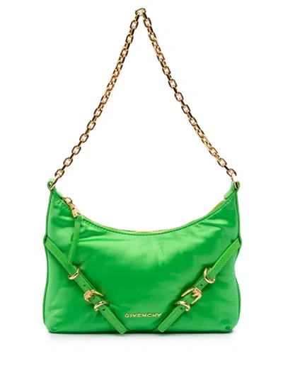 Pre-owned Givenchy 2023 Small Satin Voyou Party Shoulder Bag In Green