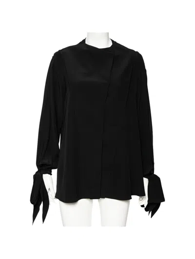 Pre-owned Givenchy 2024 Tie-detail Silk Top In Black