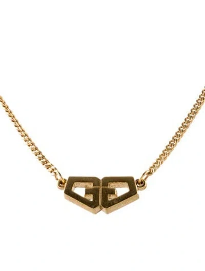 Pre-owned Givenchy 2g Logo Pendant Necklace, 16" In Multi