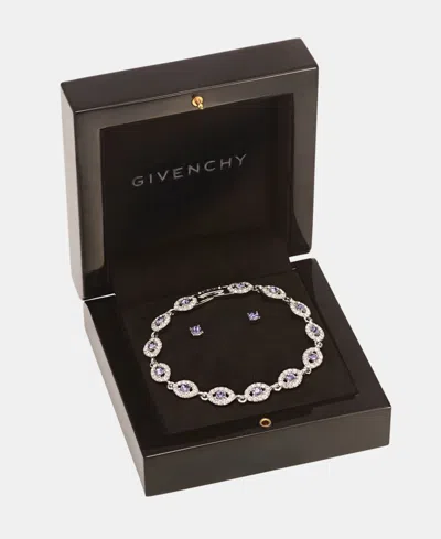 Givenchy 2-pc. Set Stone & Crystal Link Bracelet & Crystal Stud Earrings In Darkpurple