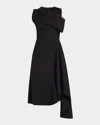 Givenchy Asymmetric Dress In Wool And Mohair With Plaston In Black