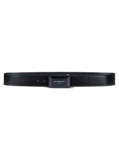 Givenchy 4 Cm Leather Buckle Belt With Signature Detail In Black