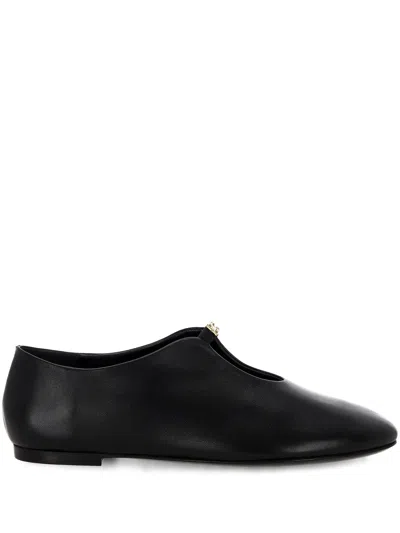 GIVENCHY GIVENCHY 4 G BLACK FLAT CUT OUT LEATHER BALLERINAS