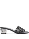 Givenchy Logo Fabric Sandals Sculpture Heel In Black
