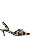 Givenchy Womens Brown/oth Voyou 45 Dalmation-pattern Leather Slingback Pumps Eur 38/5 Uk In Neutrals