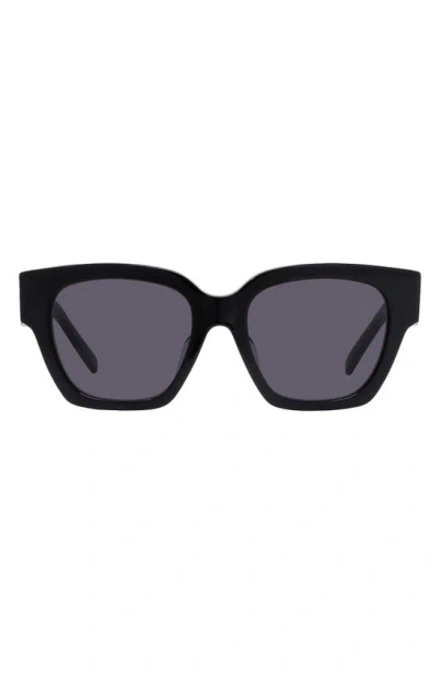 Givenchy 4g 53mm Square Sunglasses In Shiny Black / Smoke