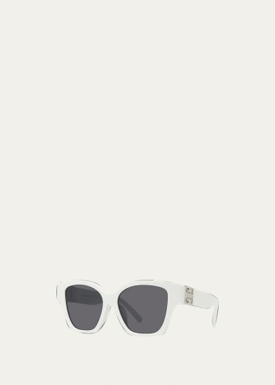 Givenchy 4g Acetate Cat-eye Sunglasses In Ivory Smoke Mirro